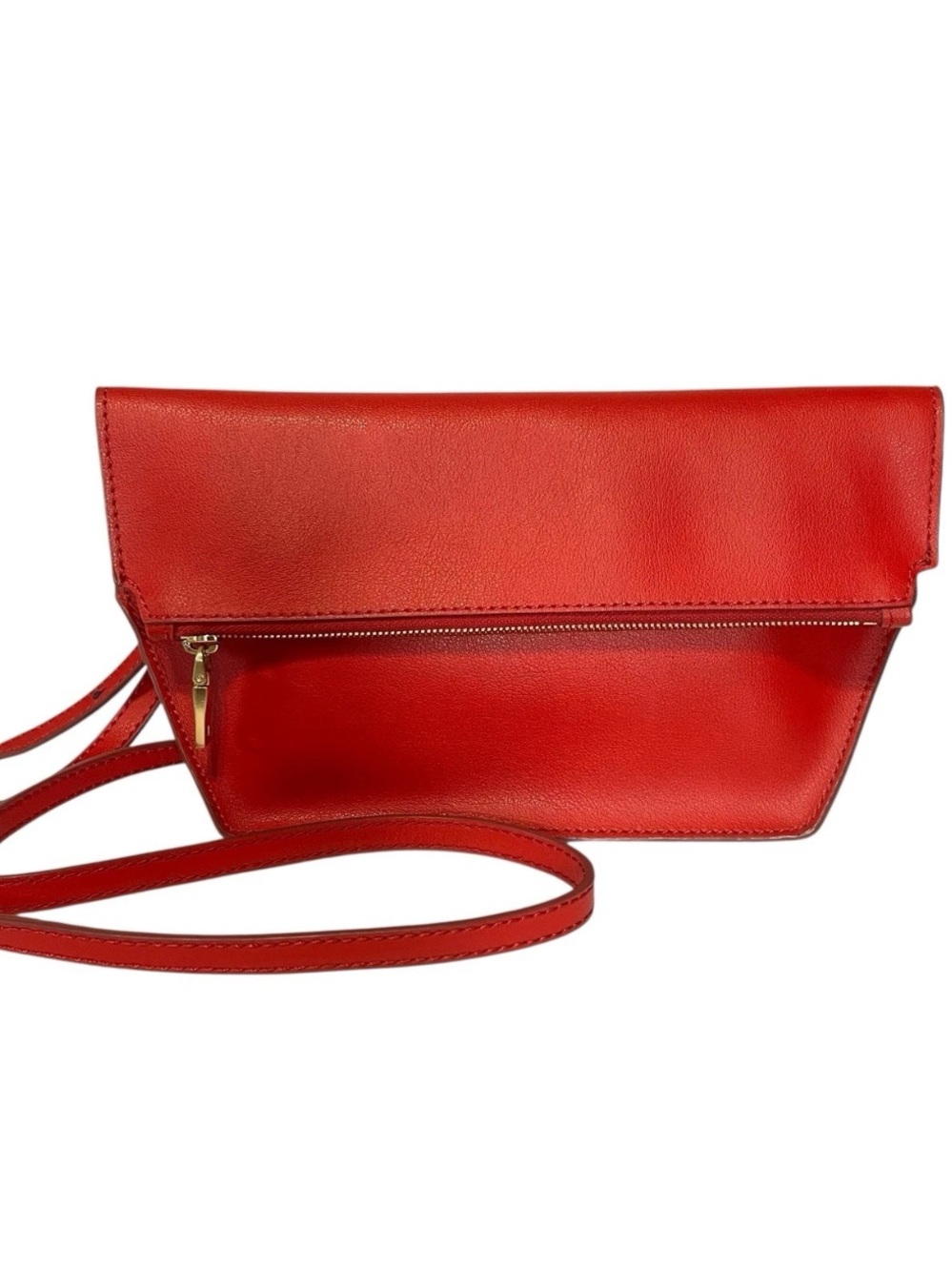 J. Crew Red Leather Bennett Crossbody Bag Magnetic Flap Purse Handbag